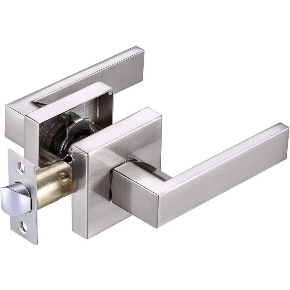 SARTODOORS Modern Square Satin Nickel Passage Handle / 2 Side Latch Lever...